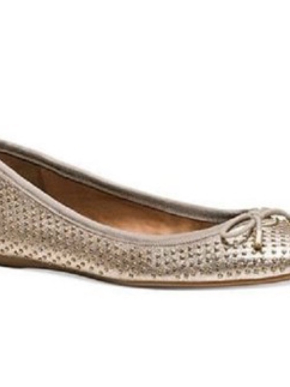Coach Metallic Gold Ballet Flats with Bow Accent